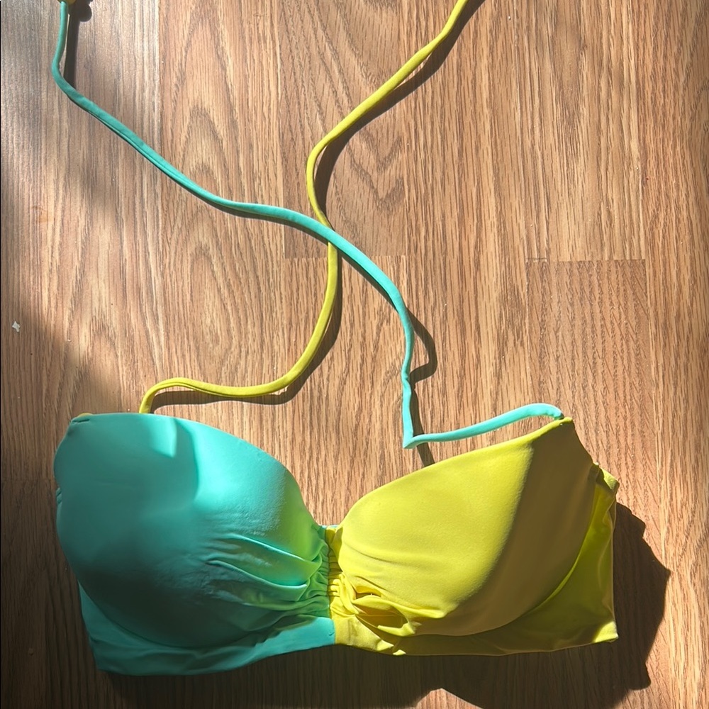 Yellow and Teal Bikini Top Victorias Secret 34C